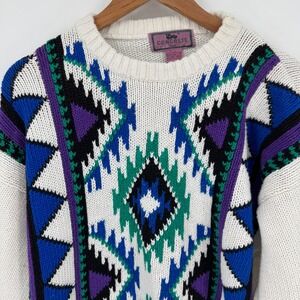 Vintage Concrete Knit Cable Knit Aztec Mens Medium